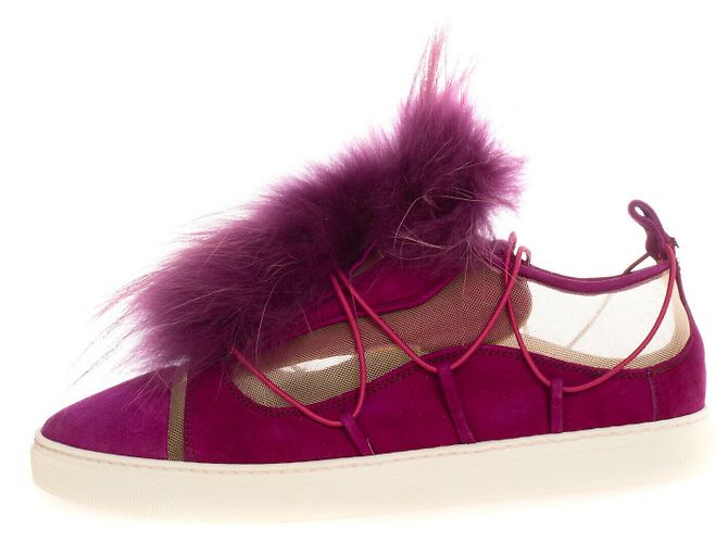 Sneakers Dsquared2 Viola in Pelle e Pelliccia di Procione 37 Rosa Porpora - vista 5