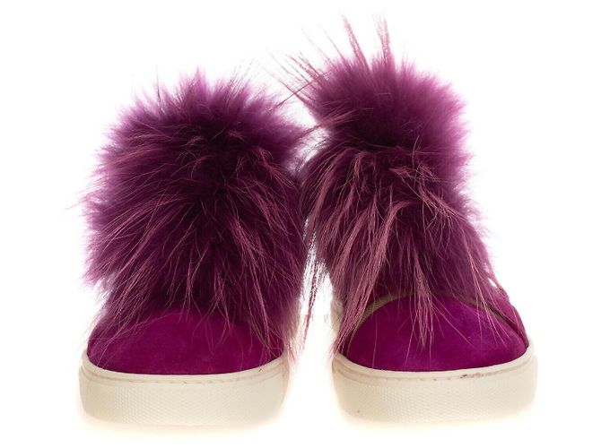 Sneakers Dsquared2 Viola in Pelle e Pelliccia di Procione 37 Rosa Porpora - vista 6