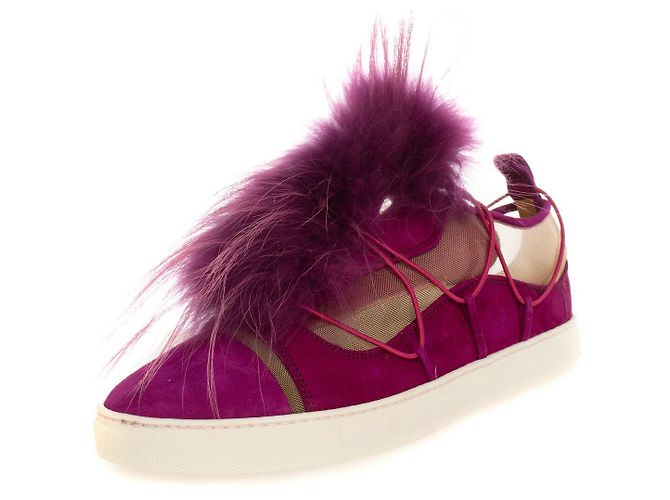 Sneakers Dsquared2 Viola in Pelle e Pelliccia di Procione 37 Rosa Porpora - vista 7