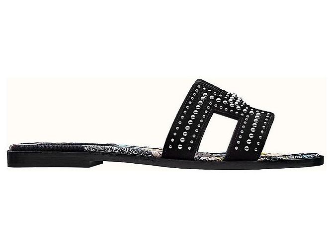 Hermès SANDALO HERMES IN PELLE NERA ORAN Nero - vista 3