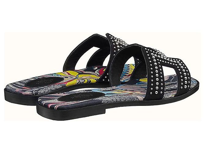 Hermès SANDALO HERMES IN PELLE NERA ORAN Nero - vista 4
