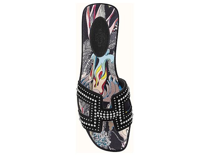 Hermès SANDALO HERMES IN PELLE NERA ORAN Nero - vista 5
