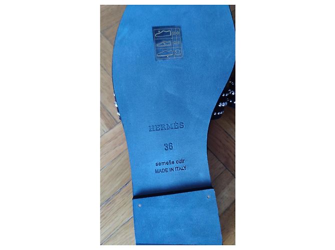 Hermès SANDALO HERMES IN PELLE NERA ORAN Nero - vista 8