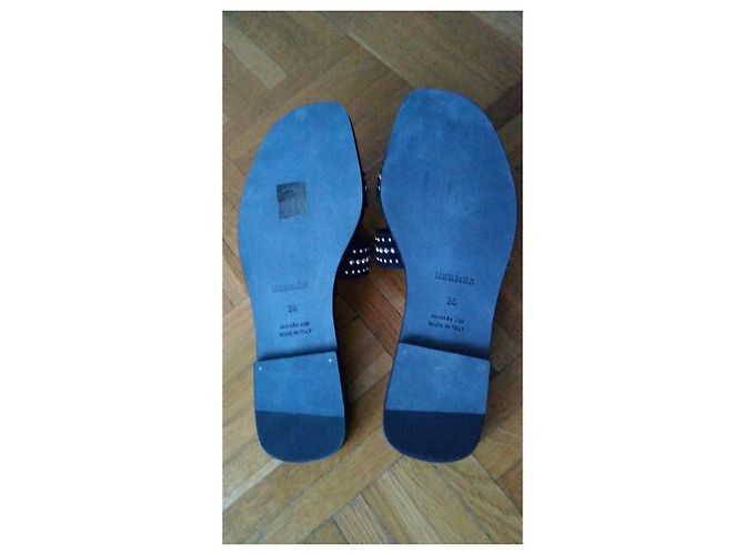Hermès SANDALO HERMES IN PELLE NERA ORAN Nero - vista 9