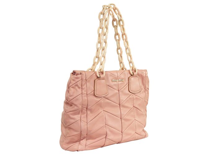Miu Miu Sacola acolchoada Chevron rosa - vista 2