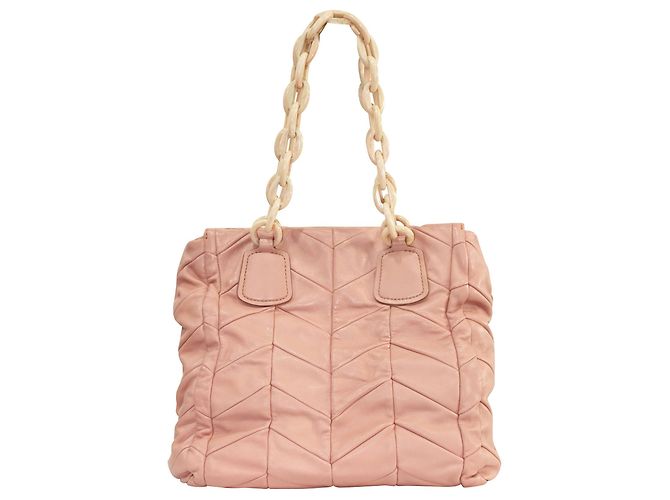 Miu Miu Sacola acolchoada Chevron rosa - vista 3