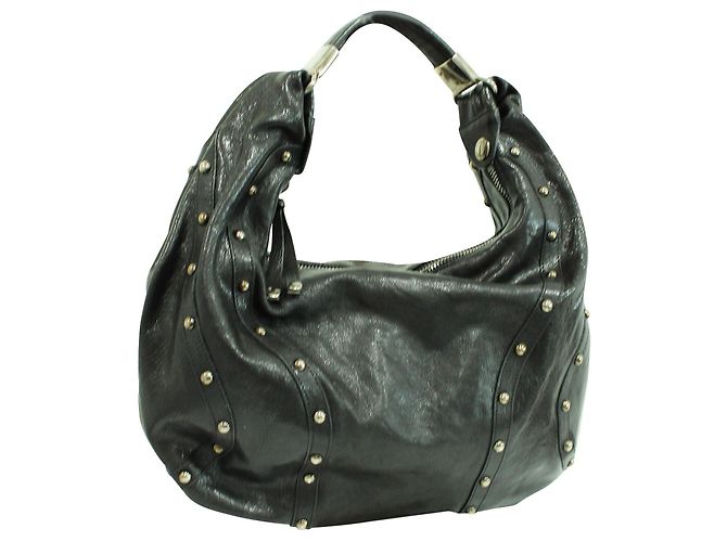 Stuart Weitzman Borsa hobo in pelle nera con borchie - vista 2