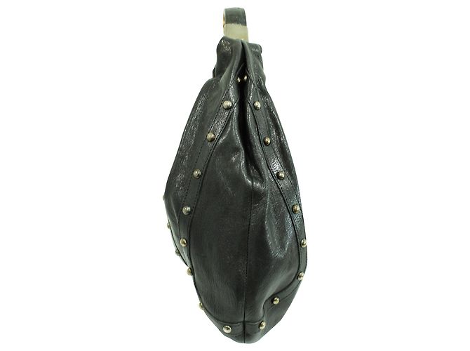 Stuart Weitzman Borsa hobo in pelle nera con borchie - vista 4