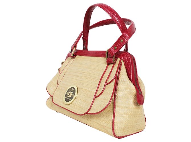 Shanghai Tang Borsa a mano in pelle rossa Carne - vista 2