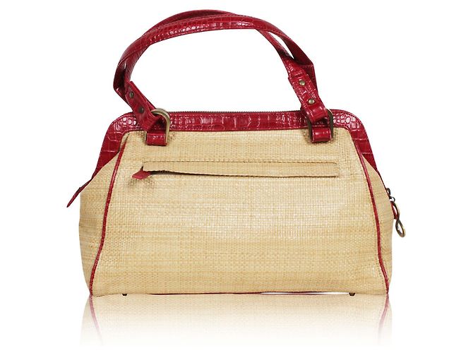 Shanghai Tang Borsa a mano in pelle rossa Carne - vista 3