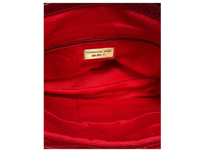 Shanghai Tang Borsa a mano in pelle rossa Carne - vista 6