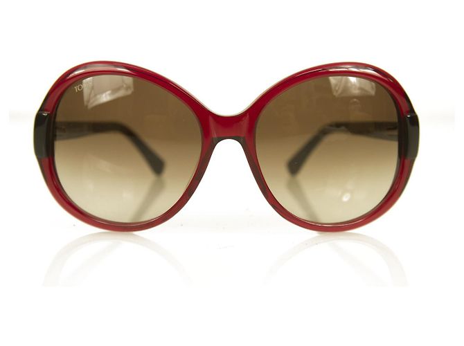Tod's TO 30 69F Gafas de sol gradientes extragrandes para mujer con montura redonda roja burdeos - vista 2