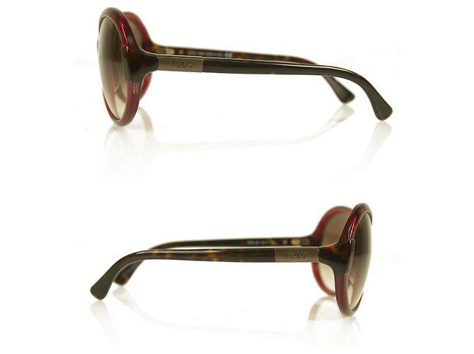 Tod's TO 30 69F Gafas de sol gradientes extragrandes para mujer con montura redonda roja burdeos - vista 4