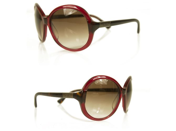 Tod's TO 30 69F Gafas de sol gradientes extragrandes para mujer con montura redonda roja burdeos - vista 5