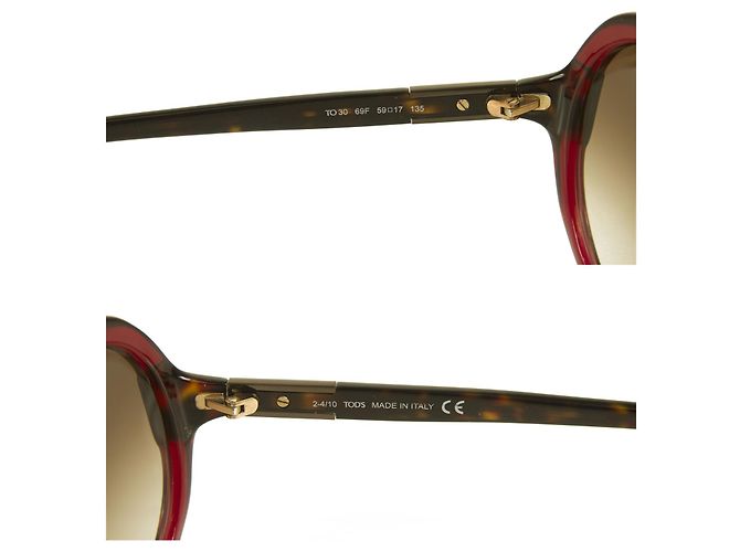Tod's TO 30 69F Gafas de sol gradientes extragrandes para mujer con montura redonda roja burdeos - vista 6