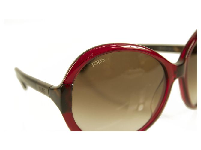Tod's TO 30 69F Gafas de sol gradientes extragrandes para mujer con montura redonda roja burdeos - vista 7