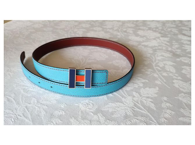 Hermès HERMES LEDERRIEMEN + SCHNALLE JEUX DE POINTS Mehrfarben - Ansicht 4