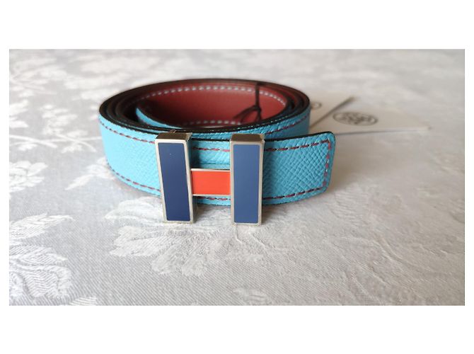 Hermès HERMES LEDERRIEMEN + SCHNALLE JEUX DE POINTS Mehrfarben - Ansicht 9