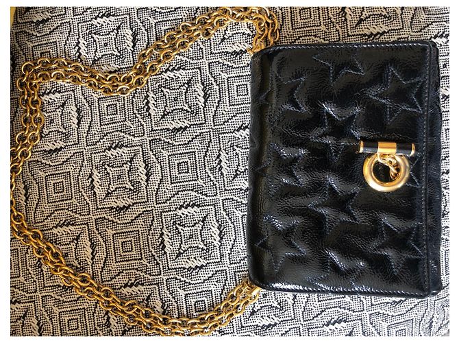 Yves Saint Laurent Tasche Schwarz Lackleder mit Sternnähten - Ansicht 10