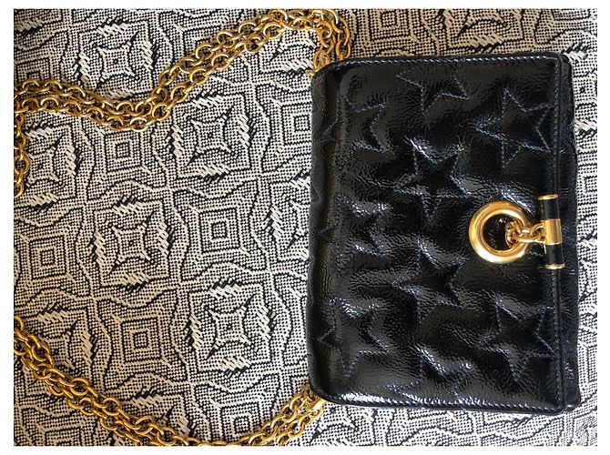 Yves Saint Laurent Tasche Schwarz Lackleder mit Sternnähten - Ansicht 11