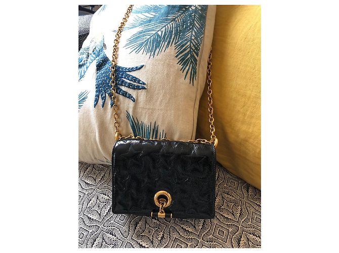 Yves Saint Laurent Tasche Schwarz Lackleder mit Sternnähten - Ansicht 2