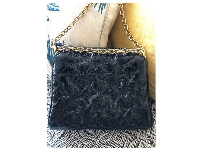 Yves Saint Laurent Tasche Schwarz Lackleder mit Sternnähten - Ansicht 3