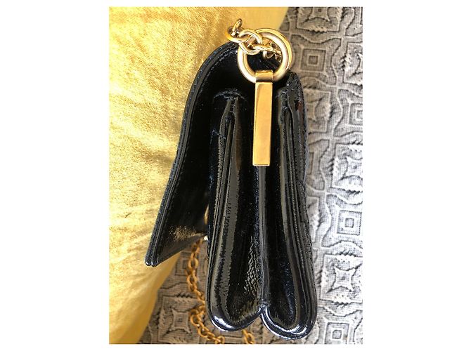 Yves Saint Laurent Tasche Schwarz Lackleder mit Sternnähten - Ansicht 5