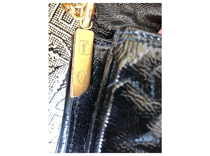Yves Saint Laurent Tasche Schwarz Lackleder mit Sternnähten - Ansicht 6