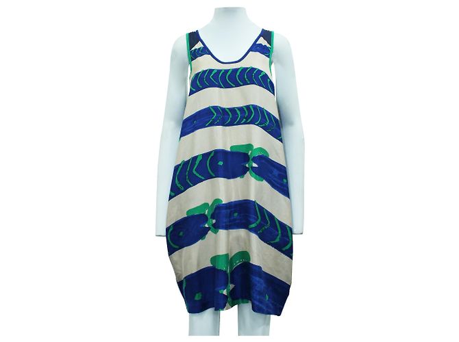 Tsumori Chisato Vestido recto de verano con estampado azul - vista 2