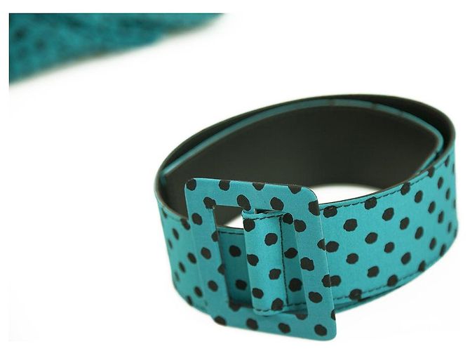 Michael Kors Seidenkleid Türkis Schwarz Polka Dot Lang - Ansicht 8