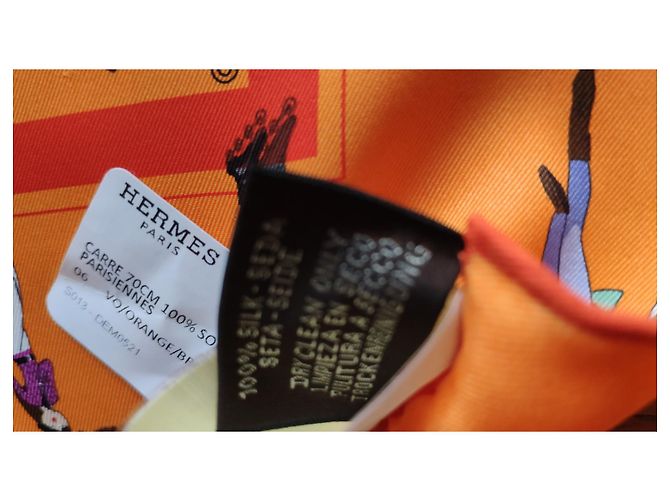 Hermès HERMES CARRE 70 EX-LIBRIS LES PARISIENNES Arancione - vista 4