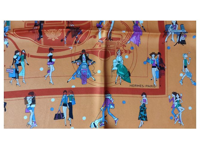 Hermès HERMES CARRE 70 EX-LIBRIS LES PARISIENNES Arancione - vista 6