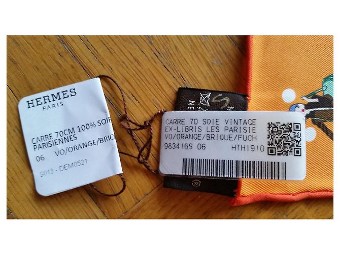 Hermès HERMES CARRE 70 EX-LIBRIS LES PARISIENNES Arancione - vista 7