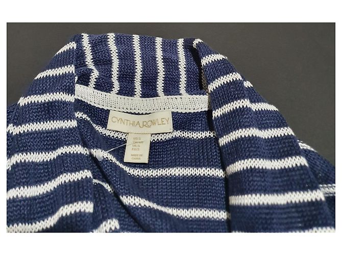 Cynthia Rowley Strickjacke aus Leinen blau weiß gestreift - Ansicht 3