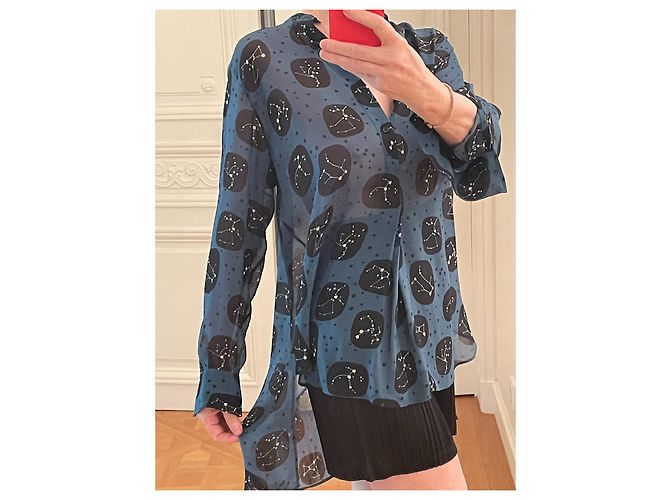 Tunica Dior Classic in seta blu - vista 2