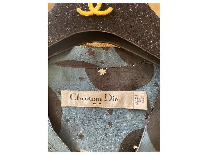 Tunica Dior Classic in seta blu - vista 4