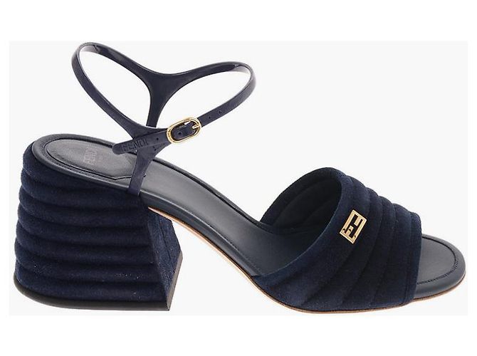 Fendi Suede Ankle-Strap Sandals Blue - view 2