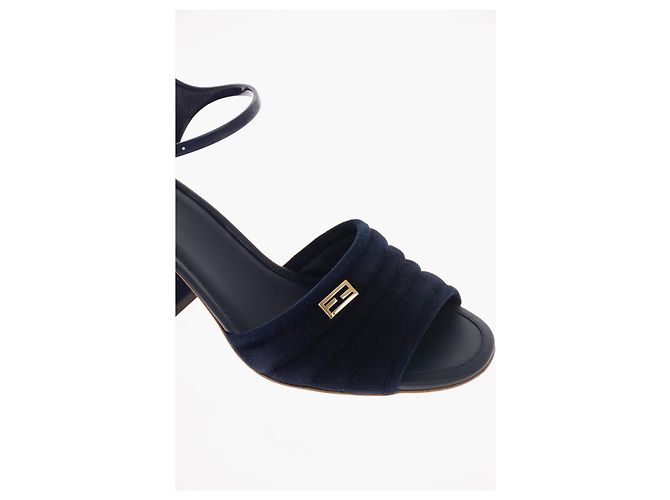 Fendi Suede Ankle-Strap Sandals Blue - view 3