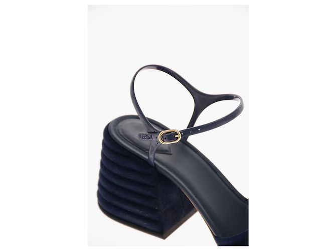 Fendi Suede Ankle-Strap Sandals Blue - view 4