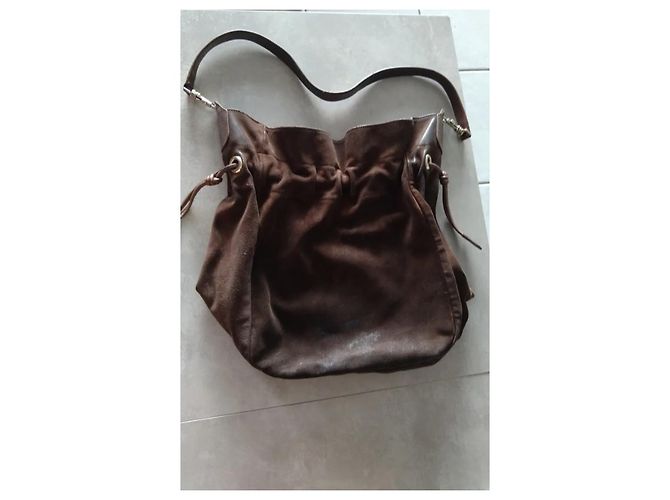 Borsa Longchamp in nubuck marrone scuro - vista 2