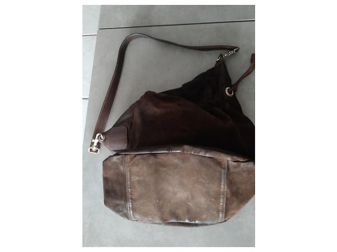Borsa Longchamp in nubuck marrone scuro - vista 5