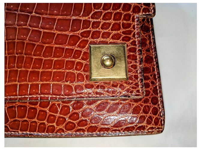 Borsa a mano Hermès Piano in coccodrillo Porosus marrone - vista 10