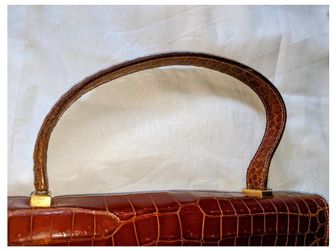 Borsa a mano Hermès Piano in coccodrillo Porosus marrone - vista 11