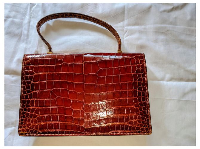 Borsa a mano Hermès Piano in coccodrillo Porosus marrone - vista 2