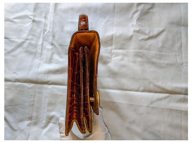 Borsa a mano Hermès Piano in coccodrillo Porosus marrone - vista 7