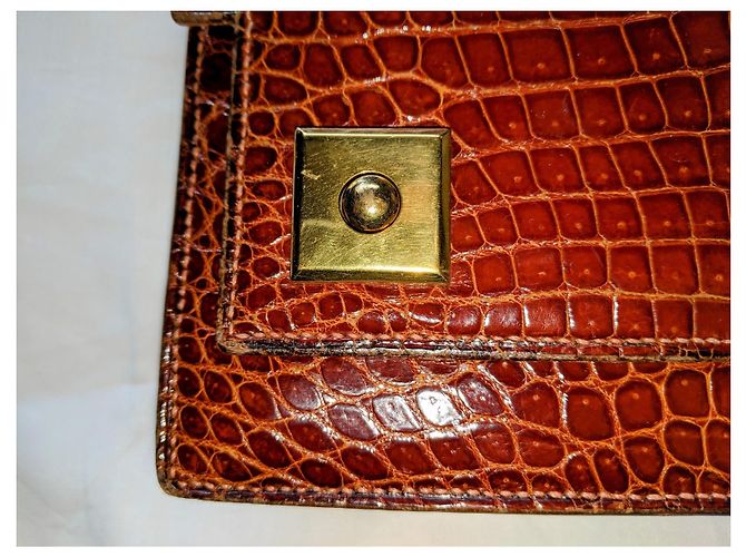 Borsa a mano Hermès Piano in coccodrillo Porosus marrone - vista 9