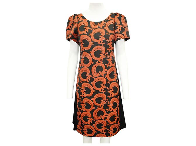 Tsumori Chisato Vestido Preto com Decorações Laranja - vista 2