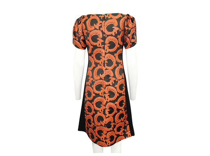 Tsumori Chisato Vestido Preto com Decorações Laranja - vista 3