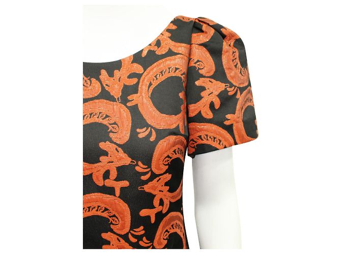 Tsumori Chisato Vestido Preto com Decorações Laranja - vista 5