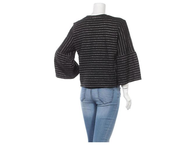 Blusa Mads Norgaard Negra a Rayas de Algodón Negro - vista 2
